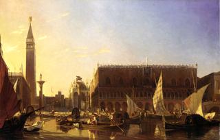 Gondolas on the Grand Canal in front of the Doge's Palace, Venice