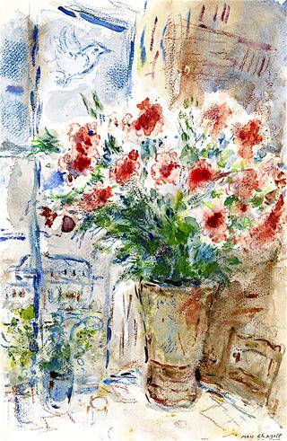 Red Bouquet with Quay in Anjou