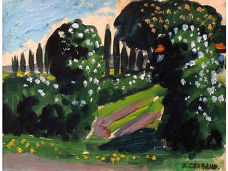 Landscape with Trees and Flowers