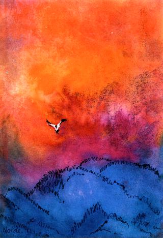 Blue Mountains, Cloudy Red Sky