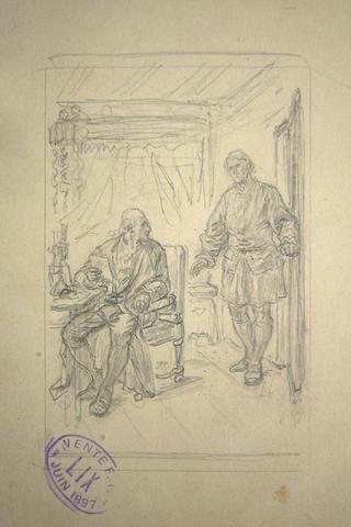 The letter (sketch for an illustration for a Scottish story)