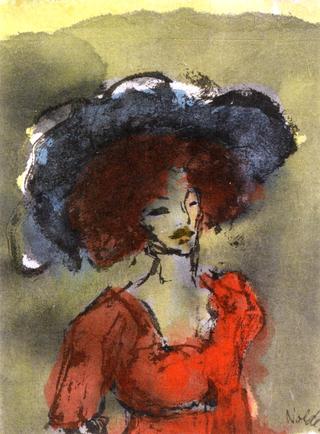 Young Woman with Large Hat
