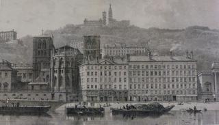 St. John Lyon Wharf and Harbor Seen from the Left Bank of the Saône