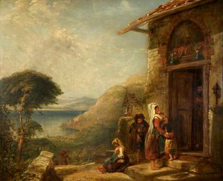 Poor Travellers at the Door of a Capuchin Convent near Vico, Bay of Naples