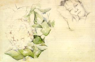 Madame Cezanne (Hortense Fiquet) with Hortensias
