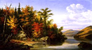 Landscape with Deer and Doe