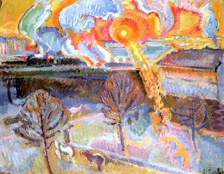 Montparnasse Railway Station with Large Sun