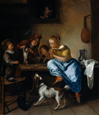 Children Teaching a Cat Dancing