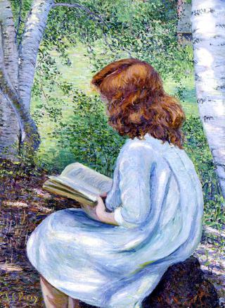 Child with Red Hair Reading