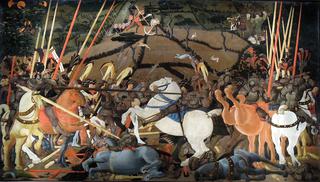 Niccolò Mauruzi da Tolentino unseats Bernardino della Ciarda at the Battle of San Romano