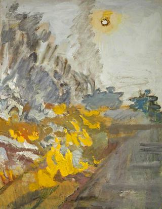 Sun and Burning Stubble Field