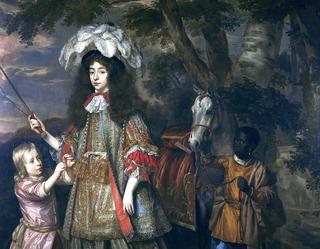 Portrait of Maria of Orange with Hendrik van Zuijlestein and a servant