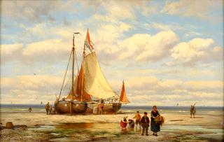 Beach scene with fishermen