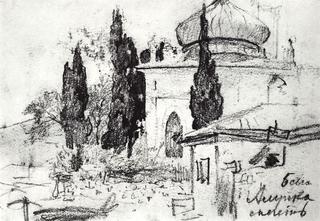 Cypress Trees by the Mosque
