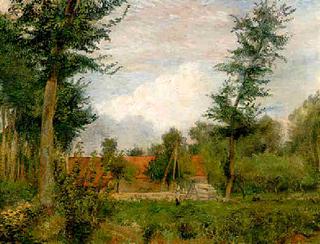 Farm Buildings at the Edge of a Clearing