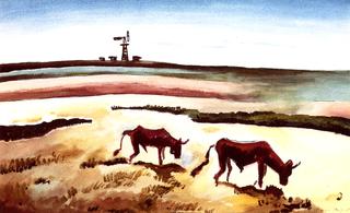 Two Steer and a Windmill