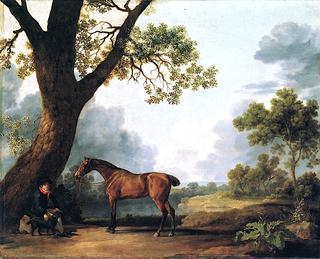 The Third Duke of Doset's Hunter with a Groom and a Dog