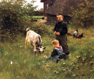 Two Children and a Goat