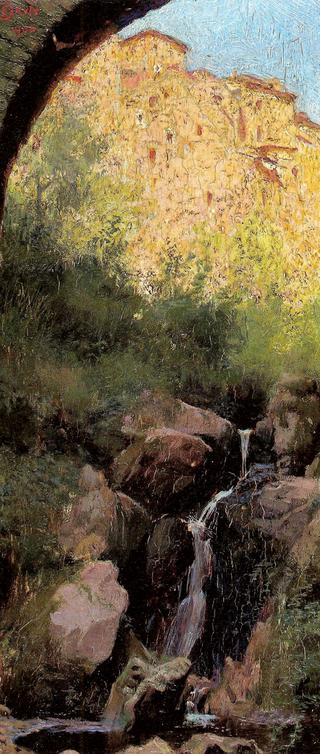 Landscape with a Waterfall and Castle