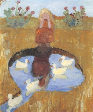 Girl at the duck pond