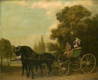 A Gentleman Driving a Lady in a Phaeton