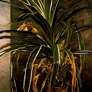 Interior with Plant, Reflection Listening (Self Portrait)