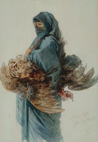 An Egyptian Woman Carrying a Brace of Chickens, Cairo