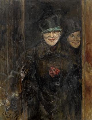 Two women in a doorway