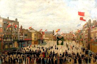 Wisbech Market Place, Cambridgeshire, during a Festival
