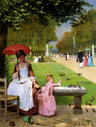 Feeding the Birds at the Tuilleries, Paris