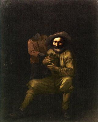 A Peasant Holding a Wine Jug