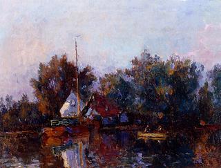 Canal in Holland near Rotterdam