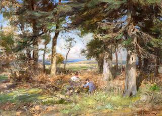 Firwood with Children Picking Brambles