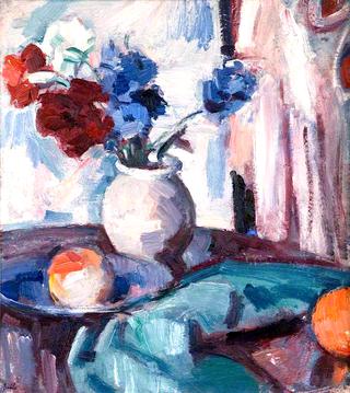 Anemones in a Brown Jar