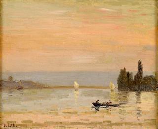 Lake with a rowing boat
