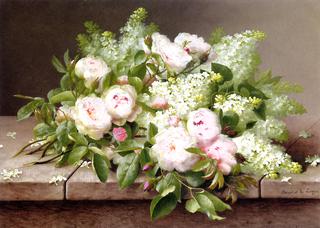 Pink Roses on a Marble Ledge