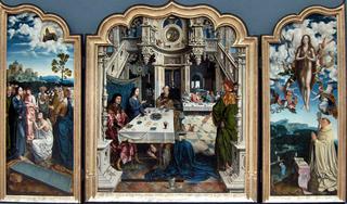 Triptych:  Jesus in the House of Simon,  the Raising of Lazarus and the Assumption of the Virgin