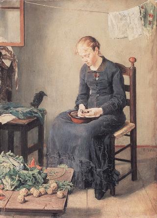 Woman Peeling Potatoes