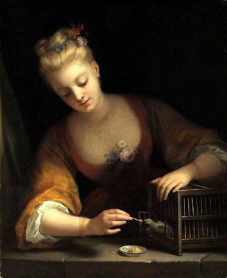 Young Girl Feeding Birds