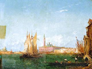 Venetian Scene: Gondolas and Sailing Boats