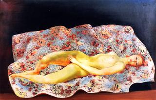 Nude Reclining on a Flowered Carpet