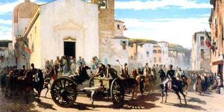 L'artiglieria toscana a Montechiaro salutata dia francesi feriti a Solferino
