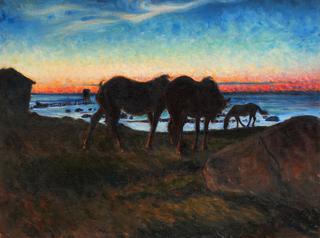 Horses at sunset