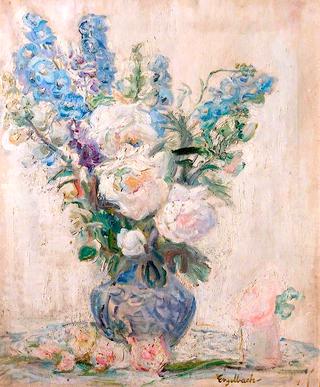 White Roses and Delphiniums