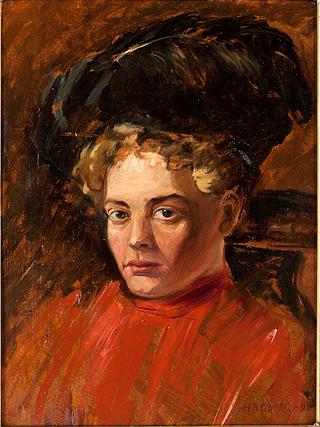 Lady in Hat and Red Dress