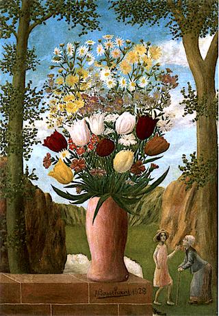Vase of Flowers in a Landscape