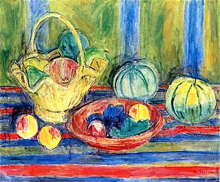 Still Life of Fruit wit a Basket and Bowl