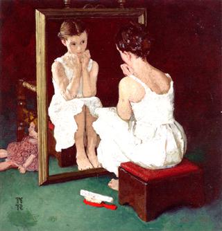 Girl at Mirror (color study)