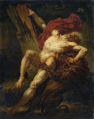 Milo of Croton Attacked by a Lion (study)