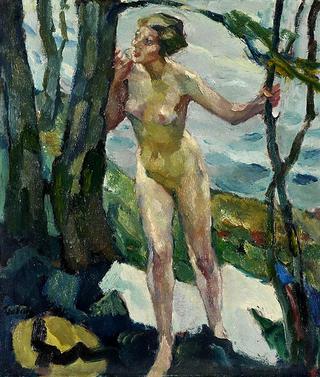Female nude at the tree